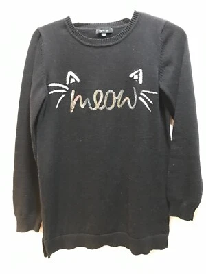 Suéter feminino tamanho Verve Amisparkle miado gato cauda peluda nas costas preto manga longa - Imagem 1 de 4