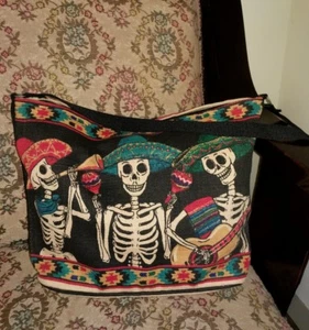 Day of the Dead Purse Handbag Crossbody Shoulder Bag Skeleton Musician Sugar - Picture 1 of 6