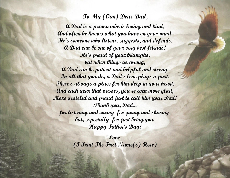 Father's Day Gift 4 Dad from your Son, Daughter, 2+Children Personalized Poem #9 - Image 1 of 1