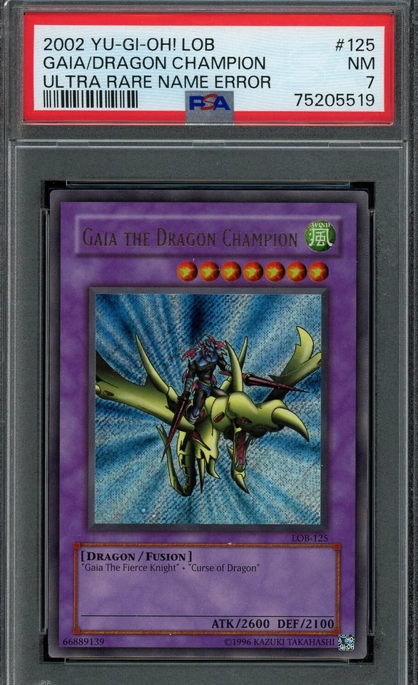Yugioh ULTRA RARE MISPRINT Gaia the Dragon Champion LOB-125 PSA 7 NM Error Card - Image 1 of 1