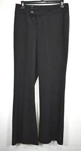 A Byer Juniors Black Pinstripe Flat Front Wide Leg Career Dress 2 Button Pants 7 - Picture 1 of 7