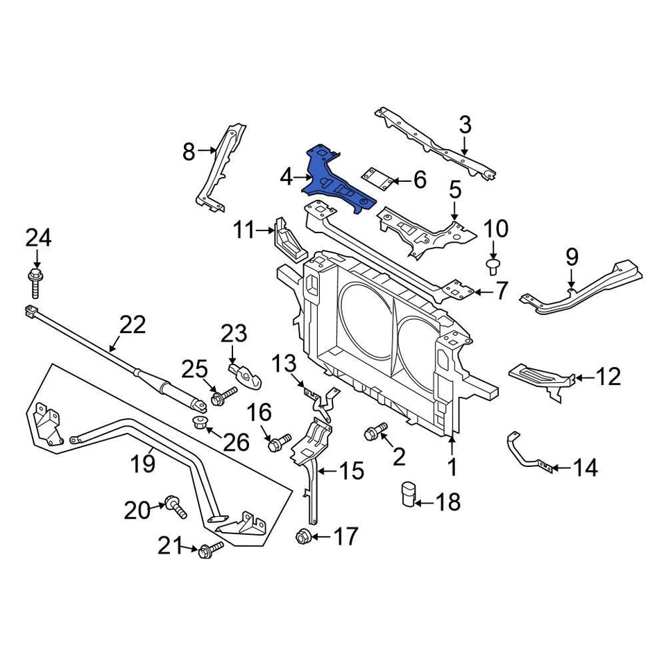 For Nissan 370Z 2009-2020 Nissan 625E41EA0A Front Right Radiator Support Panel Foto 1 de 1