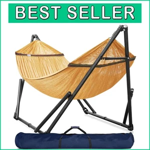 Heavy-Duty Folding Hammock with Adjustable Stand - Perfect for Camping & Home - Picture 1 of 11