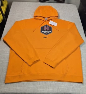 NIKE Club Fleece Hoodie 2XL Men Orange Blue Black Houston Dash Soccer Sweatshirt - Picture 1 of 9