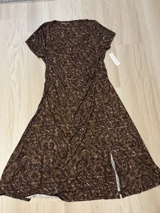 Nuevo con etiquetas Maxi Vestido Tejido Jersey Caity Suave Surroundings Abstracto Paisley 2X 22W Marrón - Imagen 1 de 9