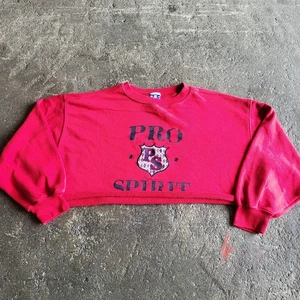 Vintage Pro Spirit Cropped Crewneck Sweatshirt Size XL Red Sweater Gym Workout - Picture 1 of 9