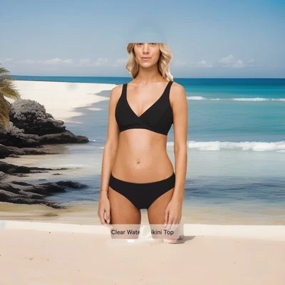 Lululemon Clear Waters Bikini Top  SZ 8 & Mid Rise Bottom SZ 10  Set BLACK - Image 1 of 4