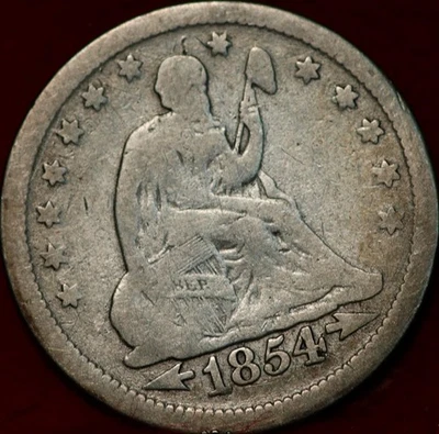1854 Philadelphia Mint Silver Seated Liberty Quarter wtih Arrows - Image 1 of 2