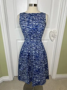 Robe midi femme Kate Spade New York bleu blanc nautique costal coton taille 4 - Photo 1/10