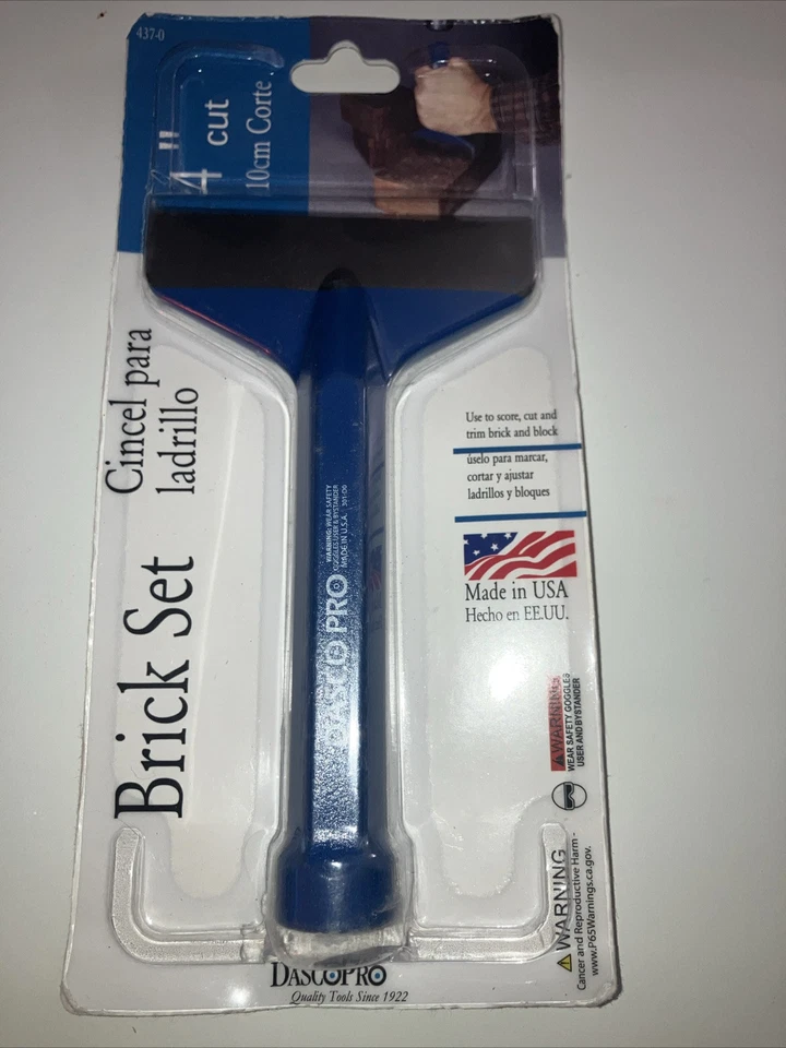 Juego de ladrillos cincel de acero de alto carbono Dasco Pro hoja de 4 pulgadas corte hecho en EE. UU. 437-0 Foto 1 de 1