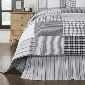 Farmhouse Queen Bed Skirt Black Gathered Sawyer Mill Bedroom Decor VHC Brands - Picture 1 of 6