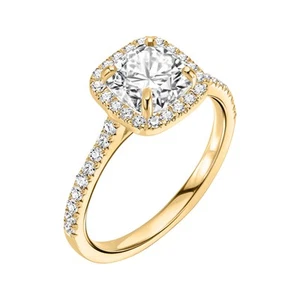 14K Yellow Gold Ring With 2.30 TCW Moissanite (D-E, VVS, Cushion Cut) - Size 8.5 - Picture 1 of 7