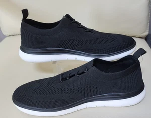 Kenneth Cole Reaction Herren 9,5 Schwarz Textil Strick Sneaker Schuhe Weiße Sohle NEU - Bild 1 von 7