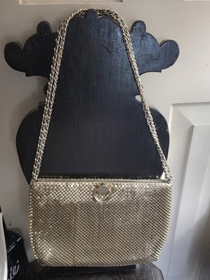 Retro 1980 BUENO Tono Dorado Malla Metal Bolso de Mano Cartera Bolso de Hombro Foto 1 de 4