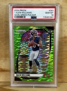 2024 Panini Prizm Caleb Williams NEÓN VERDE PULSAR Prizm Rookie #301 PSA 10 GEMA - Imagen 1 de 2