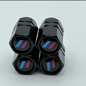 BMW M Style 4 Pcs Tire Valve Stem Caps - BLACK - Picture 1 of 3