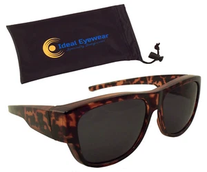 Womens Fit Over Sunglasses Polarized Wear Over Designer Cover Glasses Tortoise - Picture 1 of 68