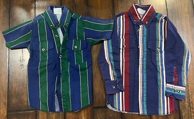 批量 (2) 件 TOP-HAND CO-OP 男孩衬衫,长袖和短袖 ~ 中号 — 第 1/4 张图片