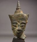 Old AYUTHAYA c1350-1767 Thai Thailand Bronze BUDDHA HEAD FIGURE Buddhist 27