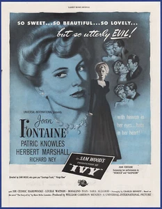 Original 1947 Movie: IVY Joan Fontaine Patric Knowles Sam Wood 40's Print Ad - Picture 1 of 1