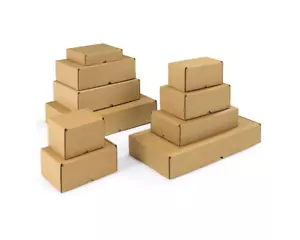 More details for white or brown shipping cardboard boxes postal mailing gift packet small parcel