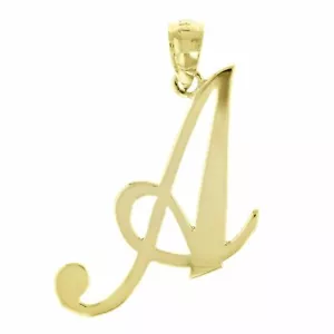 14k Gelb Weiß oder Rotgold Anfangsbuchstabe A Alphabet A-Z Charm Anhänger - Bild 1 von 12