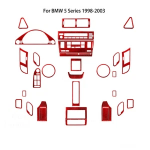 Juego de 35 piezas de embellecedores interiores completos de fibra de carbono roja para BMW 525 528 540 E39 - Imagen 1 de 15
