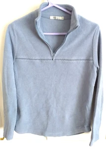 M & Co Light blue 1/4 Zip woman's Long Sleeved fleece Size M with stitch detail - Picture 1 of 4