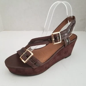 Corso Como Sandals Womens 9.5 Brown Wedge Platform Leather & Suede Buckle Straps - Picture 1 of 16