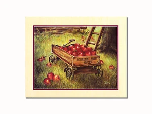 Bergbauernhof Äpfelwagen bei Ernte Wandbild 8x10 Kunstdruck - Bild 1 von 1
