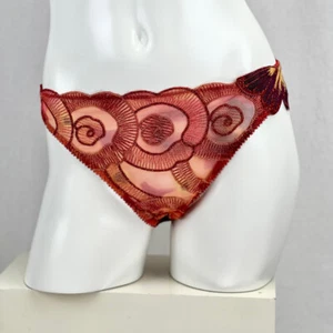 Ravage Brazilian Bikini XL NWT RRP $147 Butterfly Embroidered Tulle Red Rouge - Picture 1 of 5