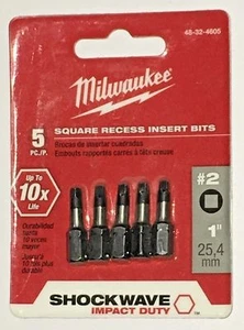 Milwaukee SHOCKWAVE 1 in.Insert Bit (5 Pk) SIZE #2 SQUARE RECESS - Picture 1 of 1
