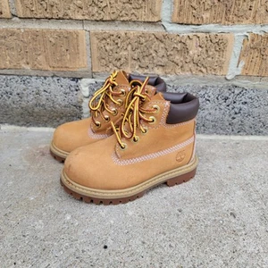 Timberland Premium 6" Wheat Brown Leather Boots Toddler 7 - Picture 1 of 16