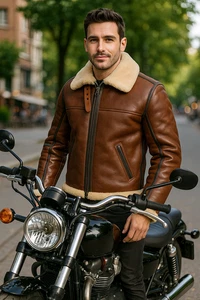 Herren B6 Bomber Echt Lammfell Redskin Lammfell Flieger Fliegerjacke - Bild 1 von 6