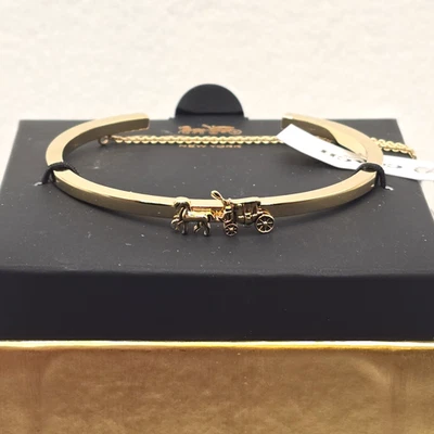 Brazalete Coach para mujer con cadena de caballo y carruaje de oro rosa, estilo F54517 Foto 1 de 4