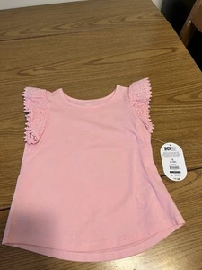 NWT Small(6-6X) Wonder Nation Short Sleeve Pink Eyelet Top - Picture 1 of 19