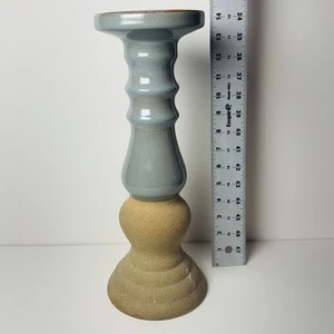 14" großer Keramik blau & hellbraun Kerzenhalter Stumpen - Bild 1 von 6