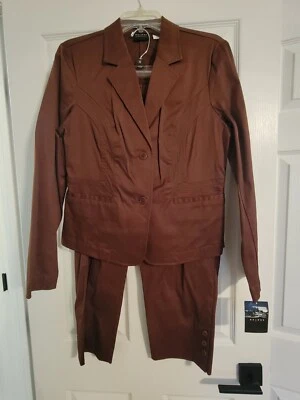 Axcess-Liz Claiborne Co 2 Piezas Pantalones Capri Traje Chaqueta Elástica 12 Pantalones 10 NUEVO Foto 1 de 4