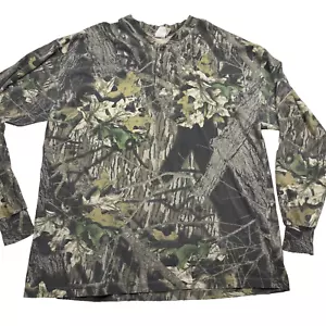 Vintage Jerzees Outdoors Camo Henley Shirt Men XL Real Tree Long Sleeve Made USA - Picture 1 of 11
