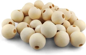 40 Stück Holzkugeln mit Loch 20 mm natürliche runde Holzkugeln Bastelperlen - Bild 1 von 7