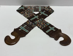Vintage Tribal Southwestern 3” Wide Seed Bead Waist Accent Belt Stretchy 35” - Picture 1 of 3