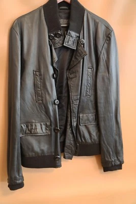 #272 Urban Behavior Chaqueta Bomber de Cuero Negra Talla L Foto 1 de 4