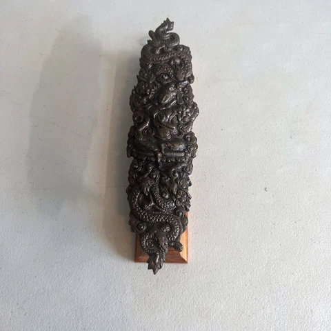 Vintage Cast Brass Indian Goddess Dragon Door Handle Display Ornate Art Decor Cover