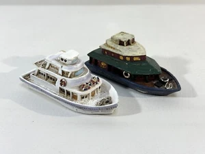Set of 2 Small Resin Boat Ship Figures, boat ship décor, nautical décor - Picture 1 of 14