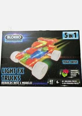 Blokko 5 IN 1 Trail Drive Light FX Trucks 62 Pieces, REBUILDS INTO 5 MODELS. - Image 1 of 4