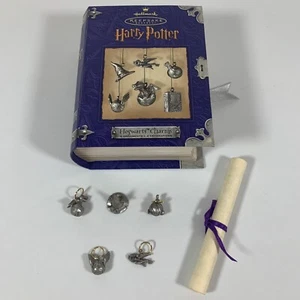5 Hallmark Harry Potter HOGWARTS CHARMS Mini Pewter Ornaments * Missing 1 * - Picture 1 of 15