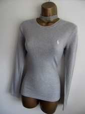 Exquisite RALPH LAUREN grey marl long sleeved shirt blouse top UK 10