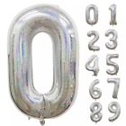 40" Pearl Silver Foil Number Self Inflating Balloons Birthday Age Party Wedding