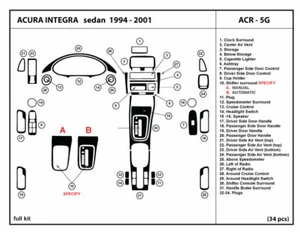 Interior Real Carbon Fiber Dash Trim Kit for Acura Integra Sedan 1994-2001 - Picture 1 of 1