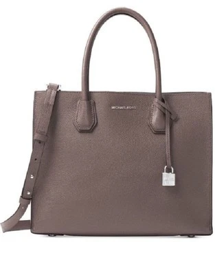 Nuevo BOLSO BANDOLERA MICHAEL KORS MERCER GRANDE ESTUDIO CONVERTIBLE CUERO CENIZA Foto 1 de 4